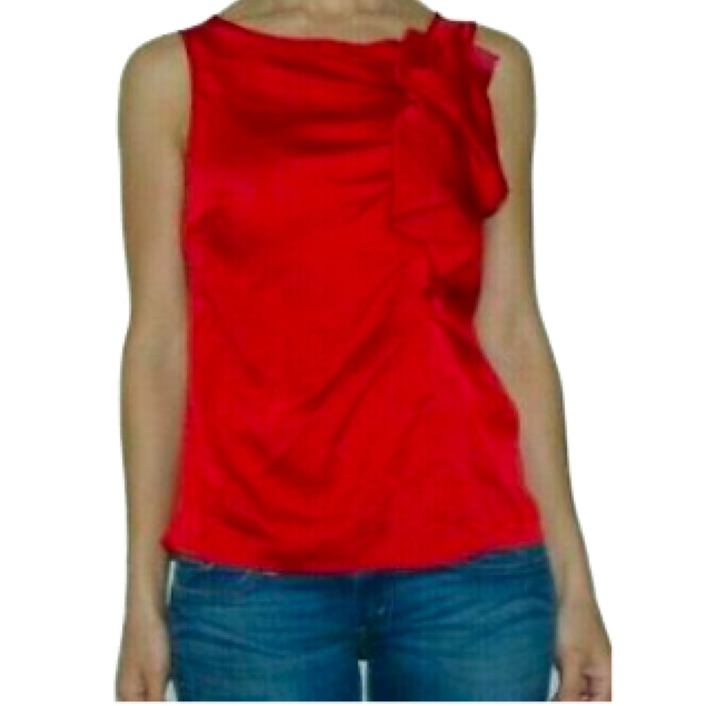 Michael Kors Silk Look Sleeveless Ruffle Blouse